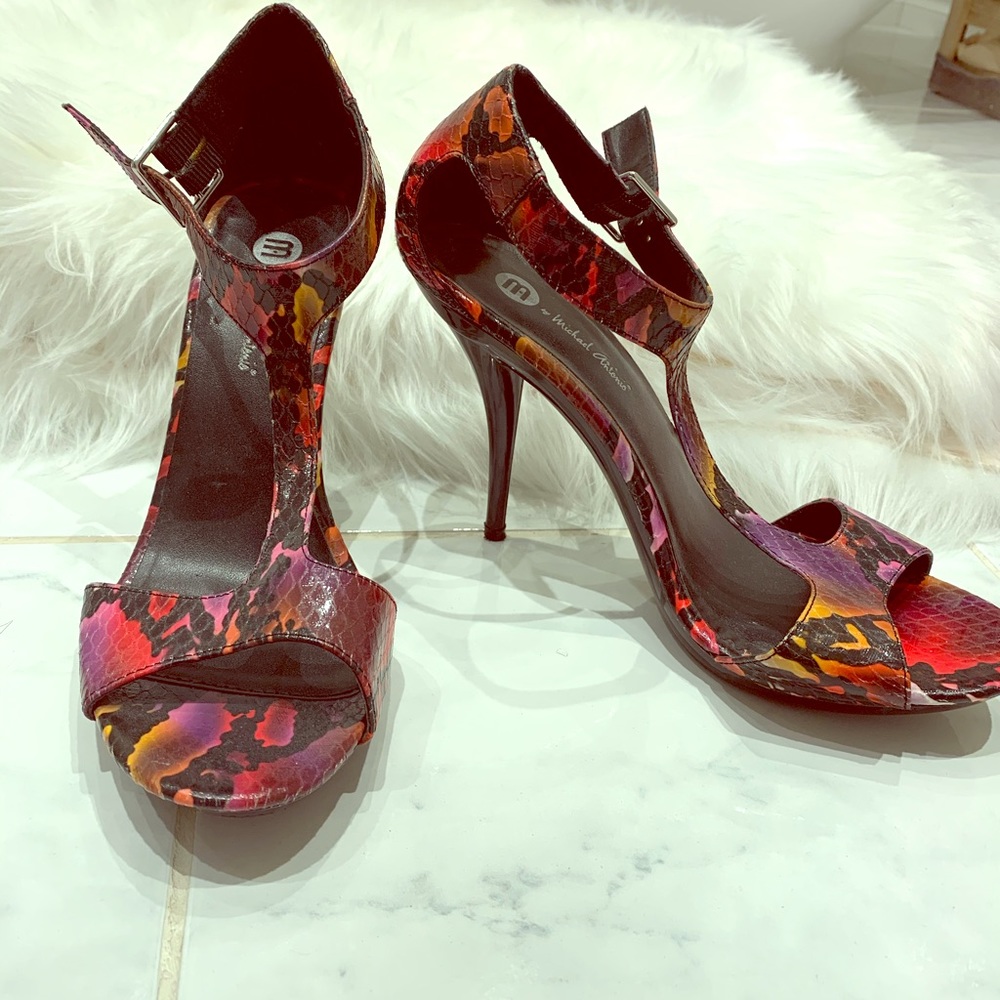 Pink snake print heels